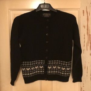 Vintage Shetland Wool Aran Design Cardigan Sweater